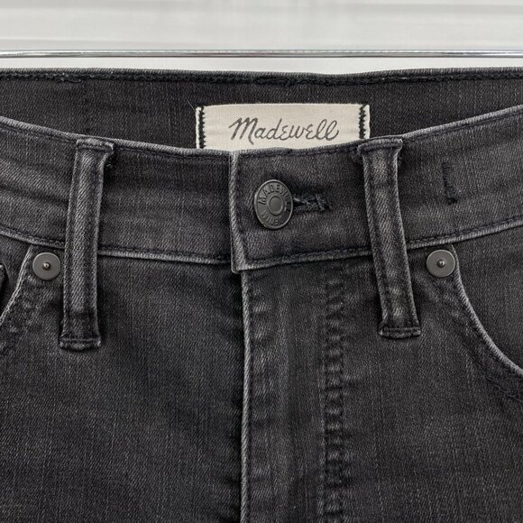 MADEWELL 9" High Rise Skinny Distressed Knee Raw Hem Black Jeans H2230 Size 25 - Picture 6 of 12
